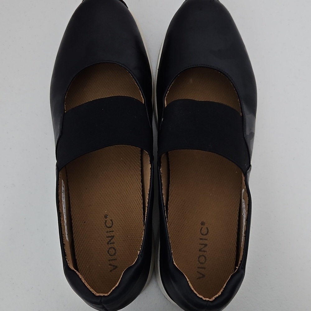 Vionic Cadee Black Camo Leather Slip On Mary Jane Shoes Orthotic Size 10 - Picture 7 of 12